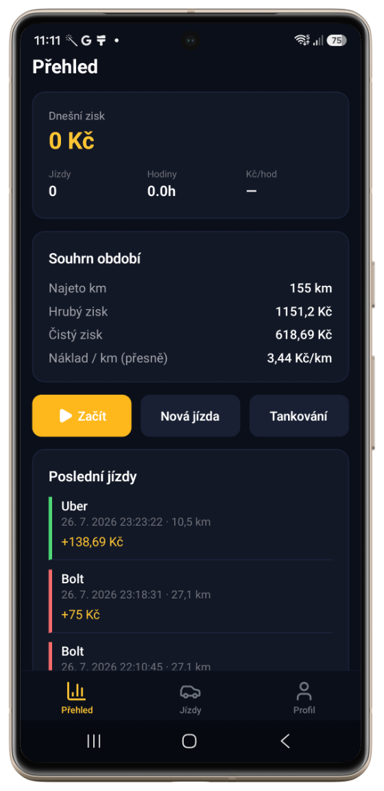 DriveCalc — přehled výdělků